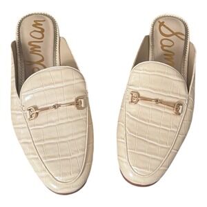 Sam Edelman Linnie Bit Mule Eggshell Croc Slip-On Loafer Women's 8